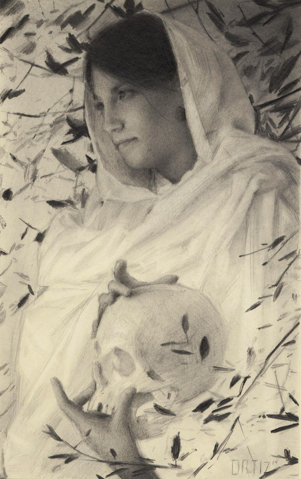 Karla Ortiz graphite drawing of figure