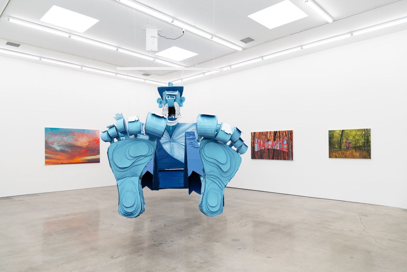 Installation image of at Hashimoto Contemporary Los Angeles of Wayne White's exhibition Jumping From Ice Floe to Ice Floe