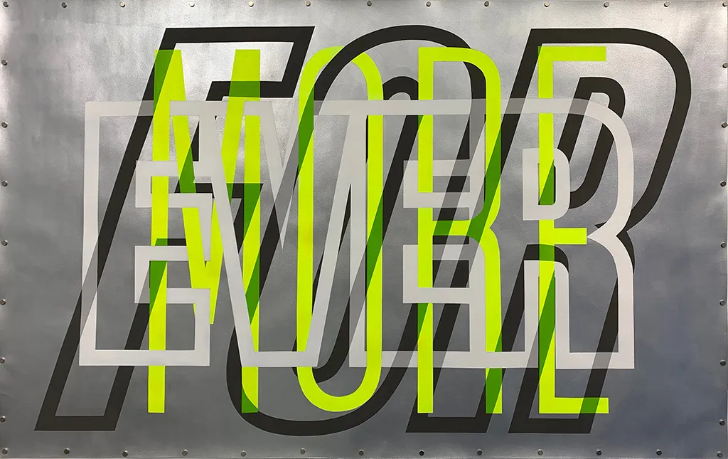 Ben Johnston piece, 'Forevermore' on gray watercolor paper