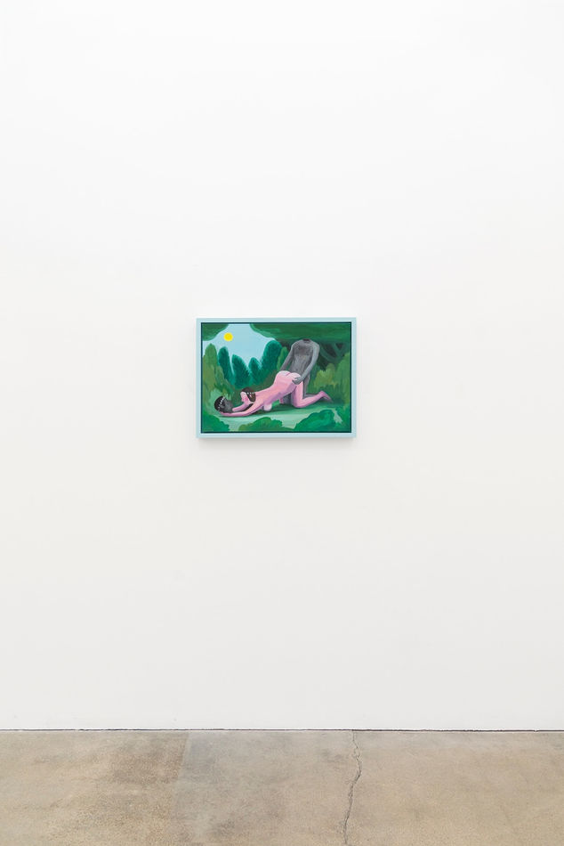 Corey K. Lamb - female figure on all fours holding severed head, body behind mounting her in the forest