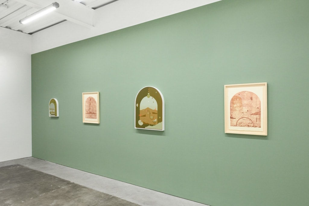 Install image of Petrichor, from left to right ,“Piñon”, “Metamorphic”, “Hyphae”, “Orogeny”.