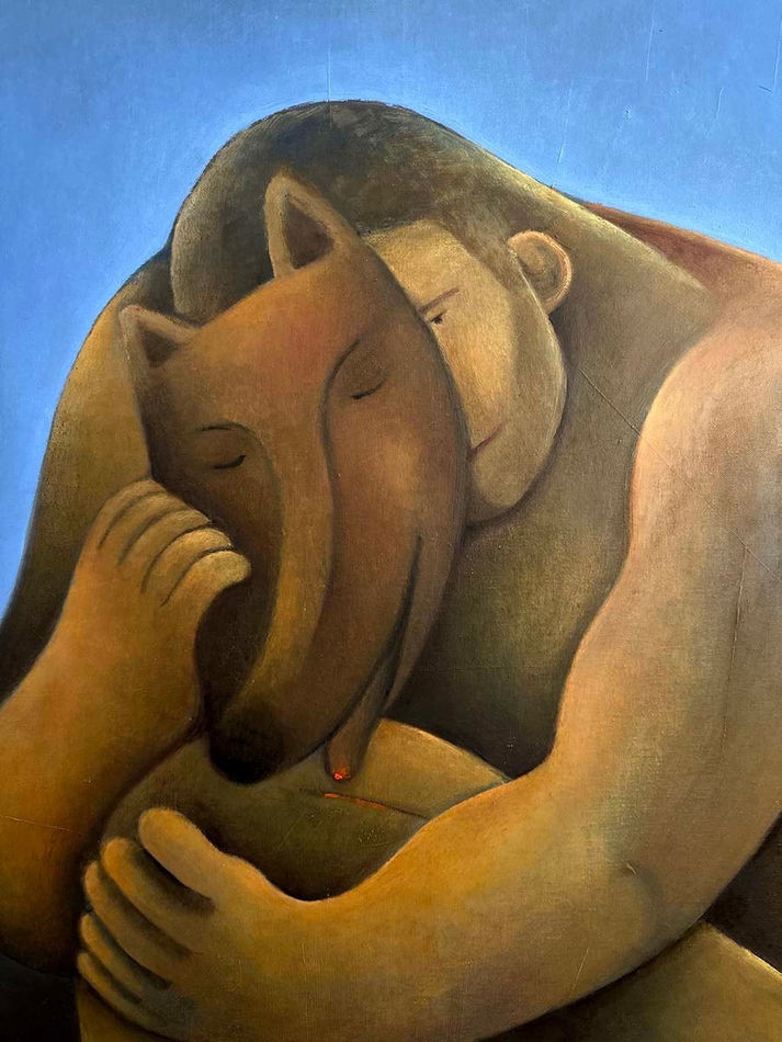 Carlos Rodriguez - detail image of the mask and the figure's face in 