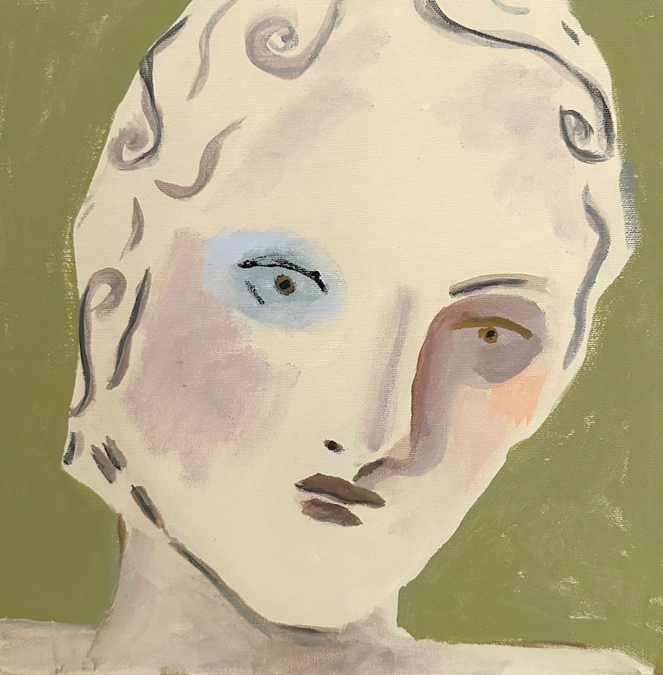 semi-abstracted painting of woman's face