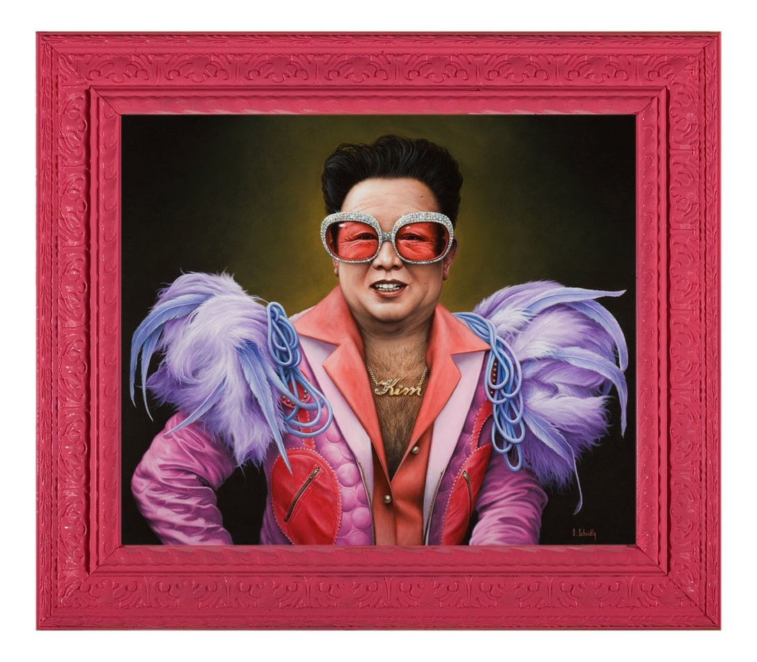 Scott Scheidly portrait of Kim Jong-Il dressed as Elvis Pressley