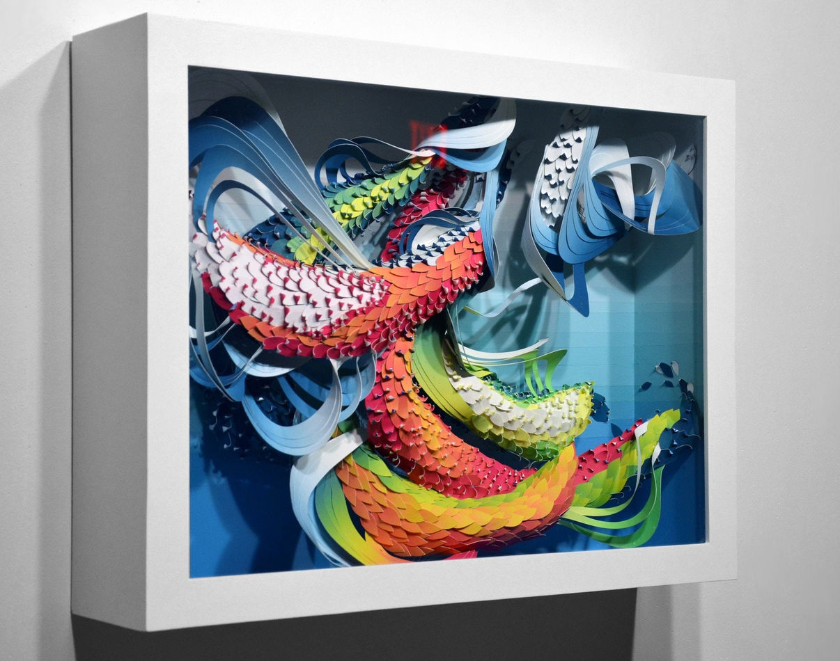 Crystal Wagner colorful abstract biomorphic paper sculpture