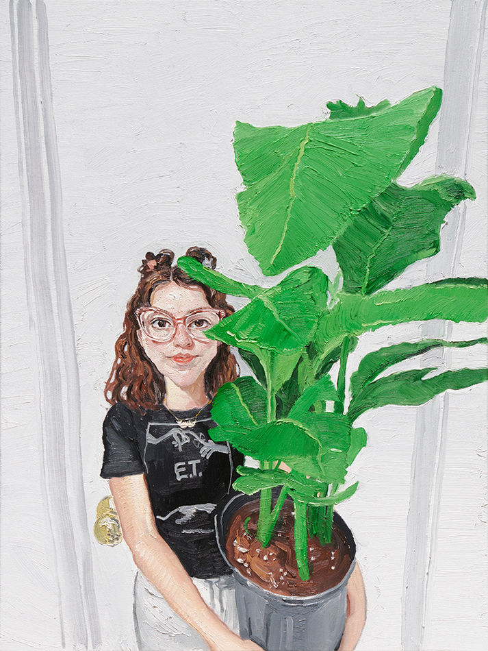 Emilio Villalba portrait of woman with plant