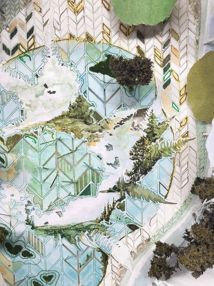 Gregory Euclide mixed media abstracted nature scene detail