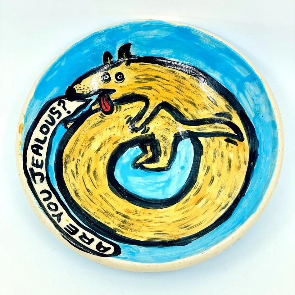 Dave Zakin's plate with a dog on it