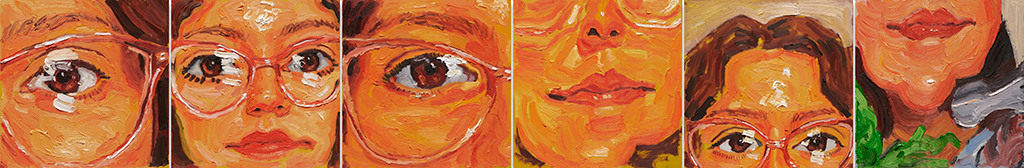 Emilio Villalba painting of woman in orange