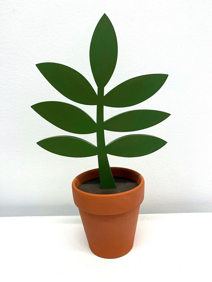 Jeff Canham sculpture of small green plant in terra cotta pot