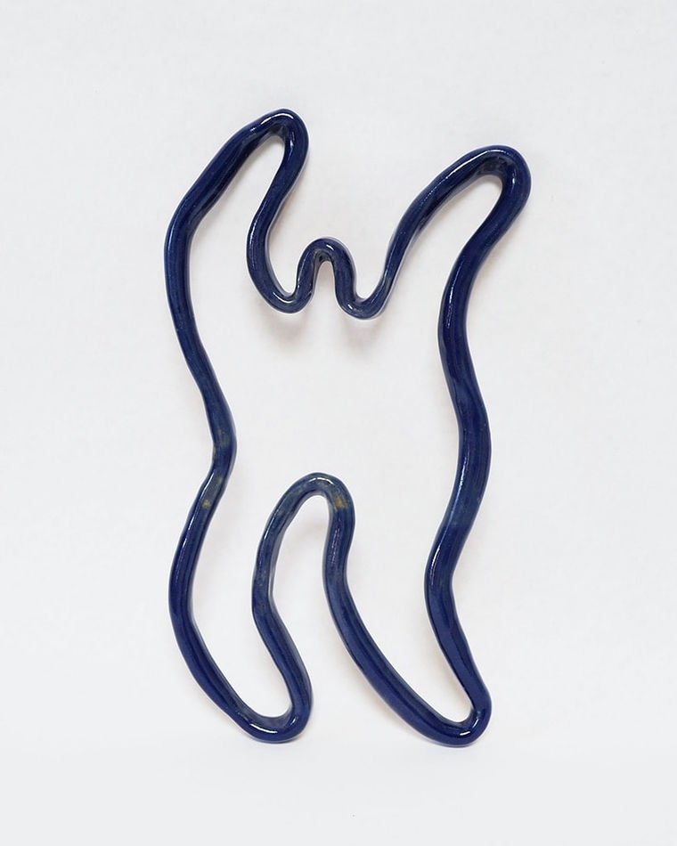 Jocelyn Tsaih's sculpture of the outline of a blue figure