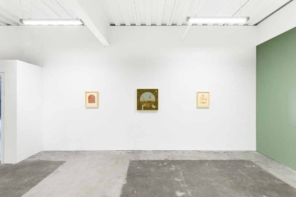 Install image of Petrichor, from left to right,“Midnight Weathervane”, “Terrachrome”, “Ode to Agnes”.