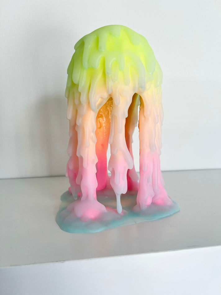 Dripping sculpture with yellow pink and blue gradient by Dan Lam