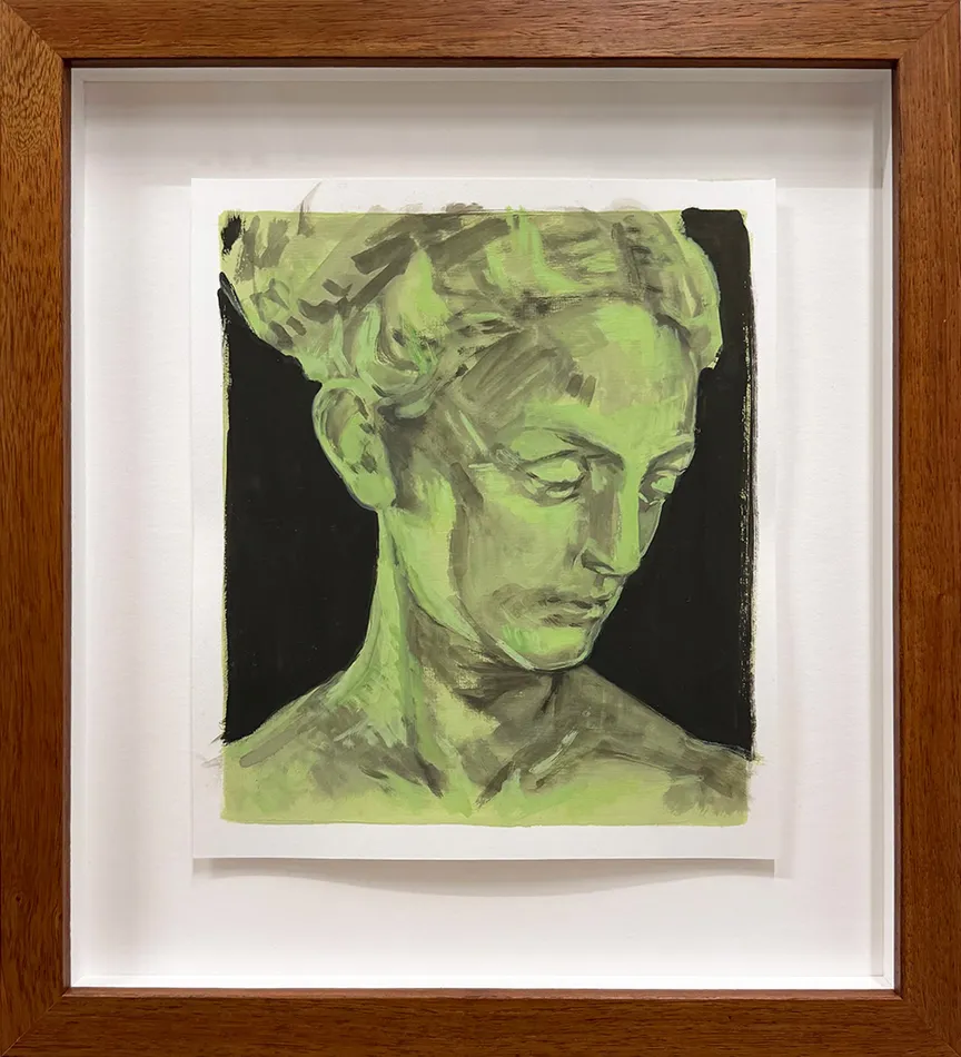 Framed Painted portrait by Rachel Gregor of a woman's head
