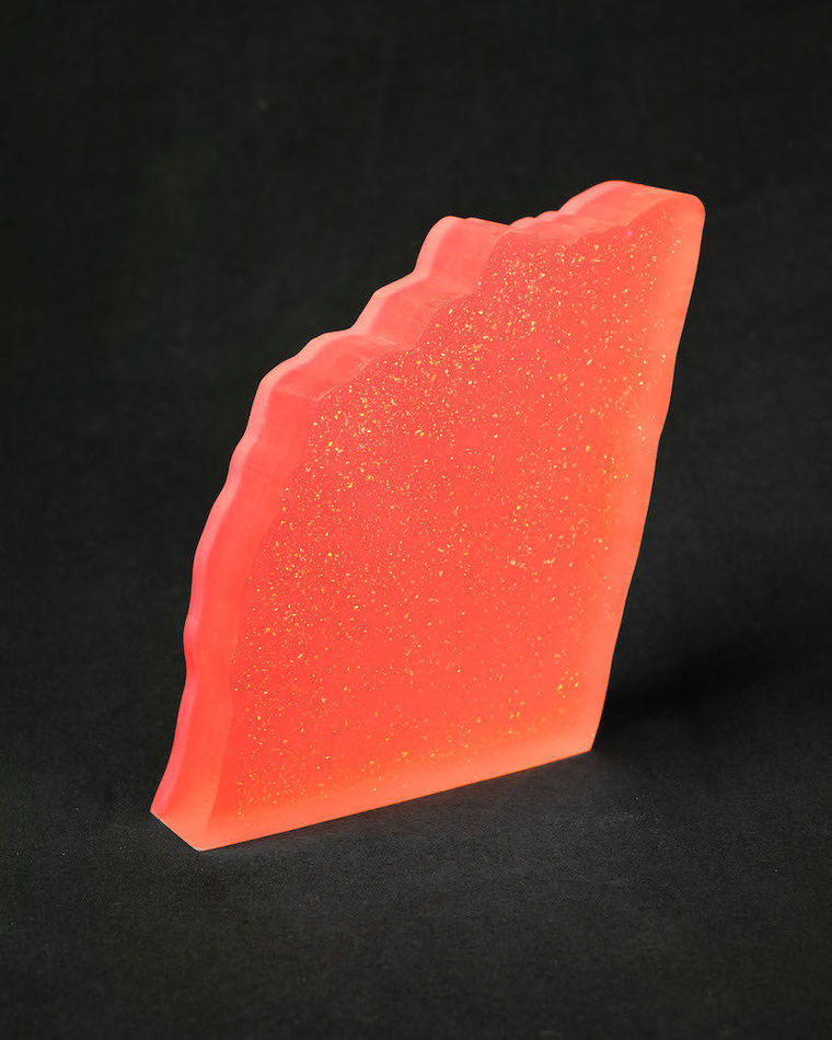 Rachel Strum resin neon sculpture abstract - orange glitter