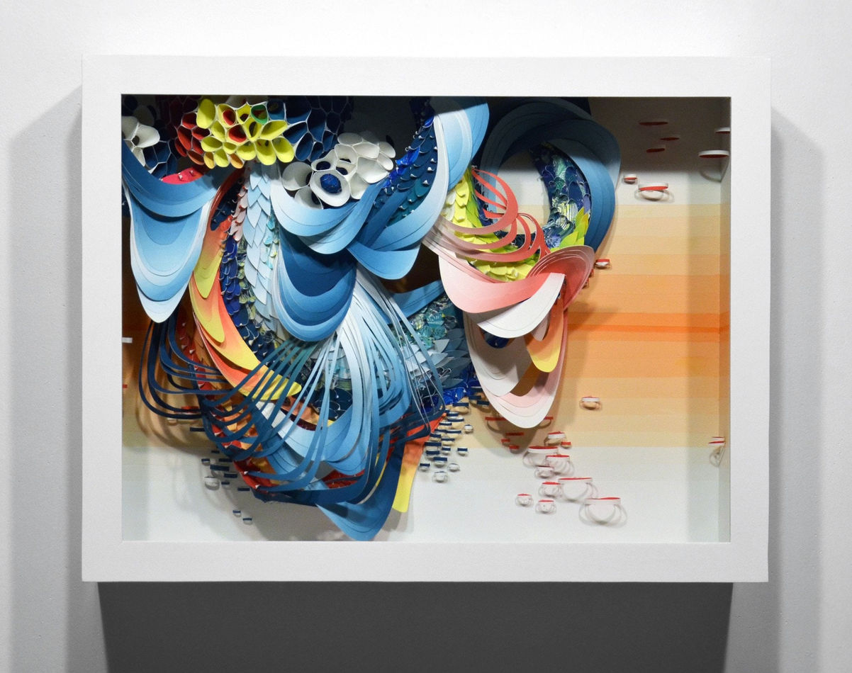Crystal Wagner colorful abstract biomorphic paper sculpture