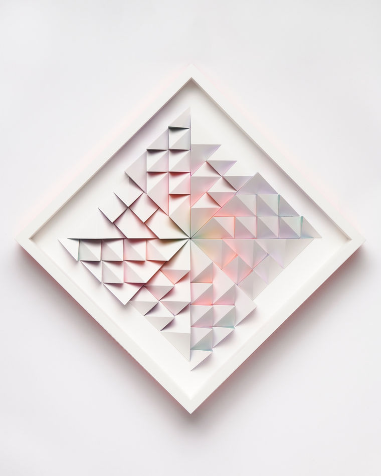 wooden wall sculpture with rainbow colors