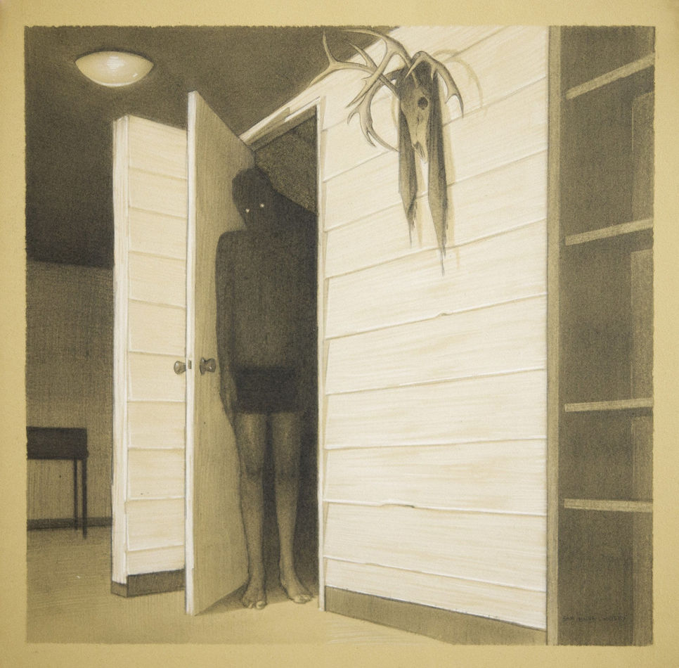 Sam Wolfe Connelly graphite drawing of figure in doorway