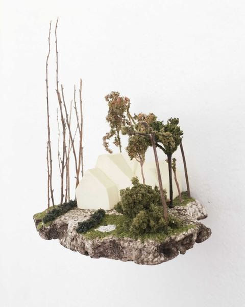 Gregory Euclide mixed media abstracted nature scene mini island