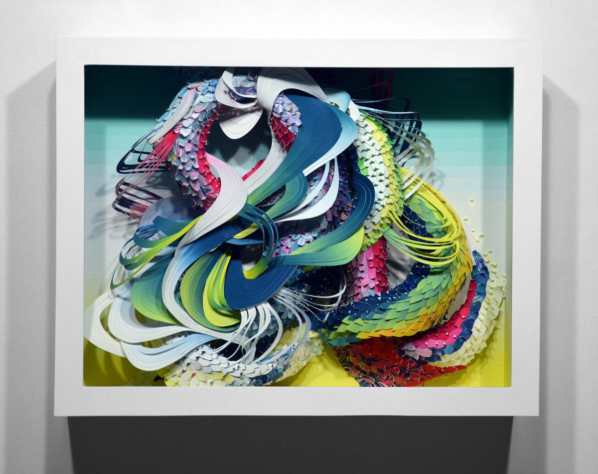 Crystal Wagner colorful abstract biomorphic paper sculpture