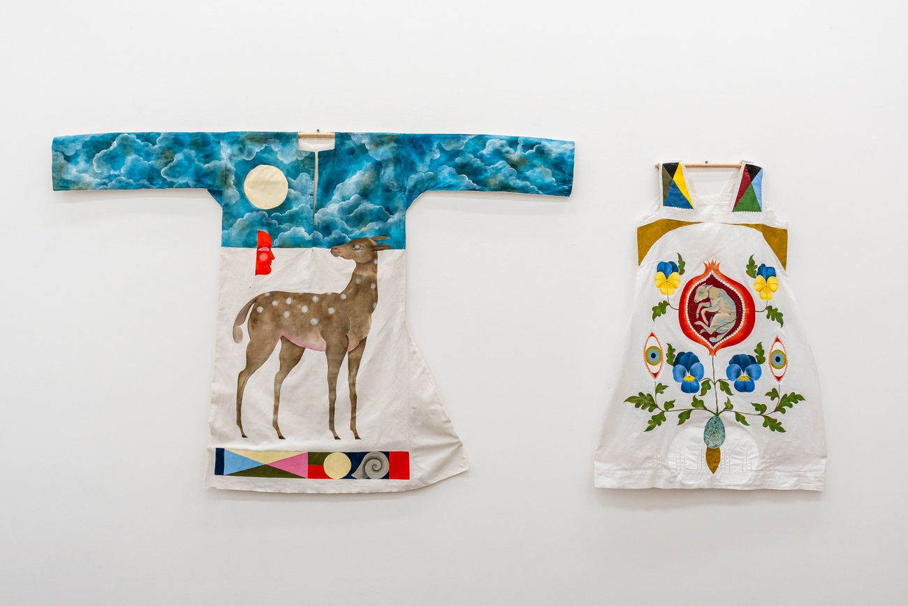 Installation image of Lou Benesch's paintings at Hashimoto Contemporary Los Angeles