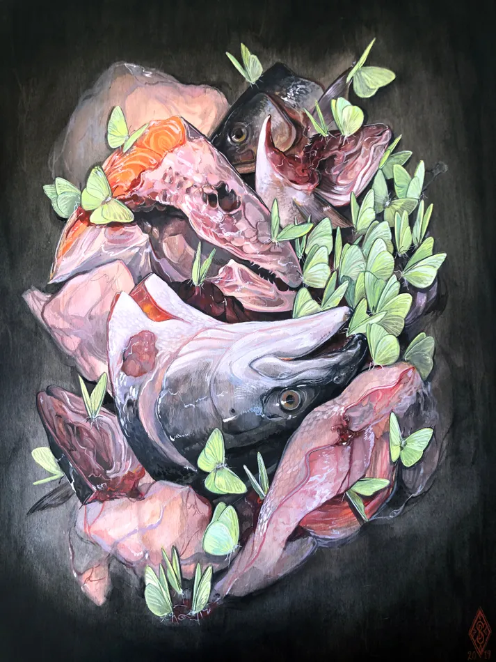 Stephanie Brown, Still Life with Fish (Cloudless Sulphur), 2019