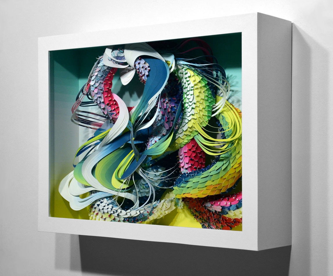 Crystal Wagner colorful abstract biomorphic paper sculpture