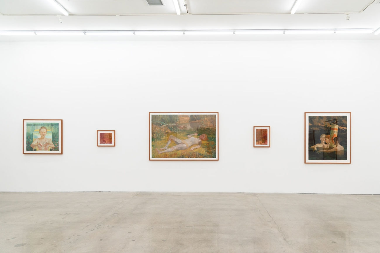 Installation image of Rachel Gregor's paintings at Hashimoto Contemporary Los Angeles