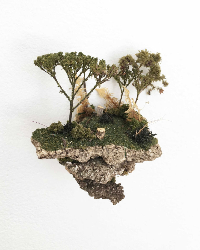 Gregory Euclide mixed media abstracted nature scene mini island
