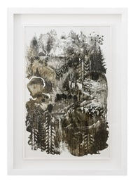 Gregory Euclide mixed media abstracted nature scene b&w