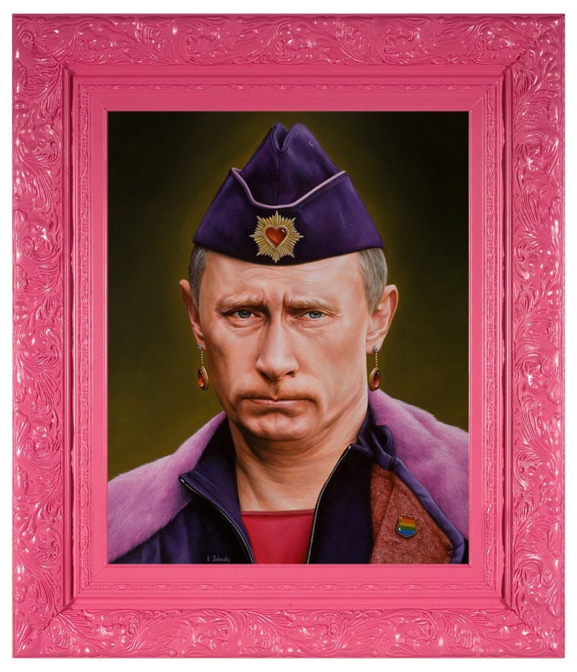 Scott Scheidly portrait of Putin with earrings