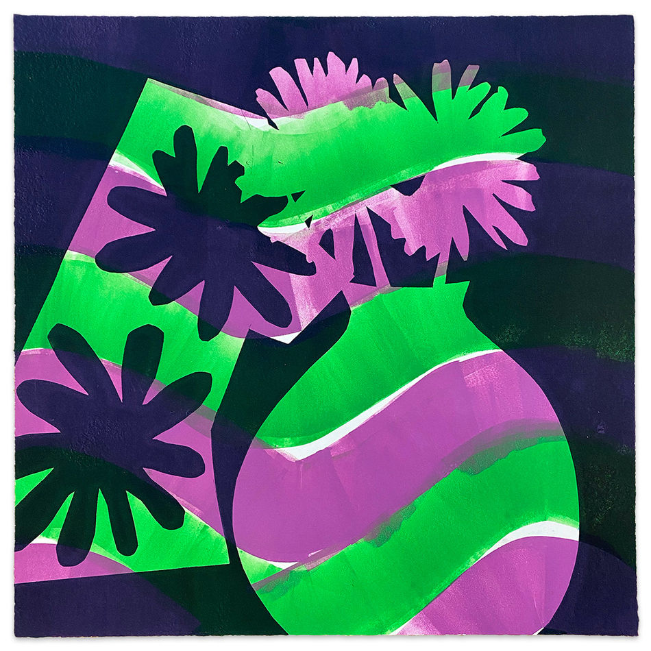 Karen Lederer floral vase monoprint