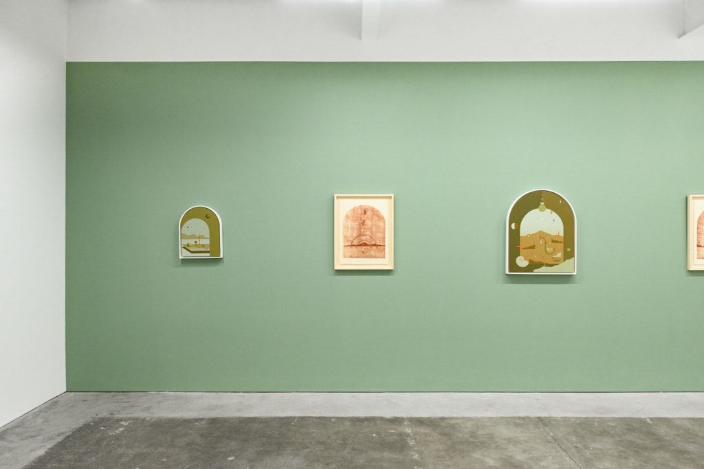 Install image of Petrichor, from left to right, “Piñon”, “Metamorphic”, “Hyphae”, “Orogeny”.