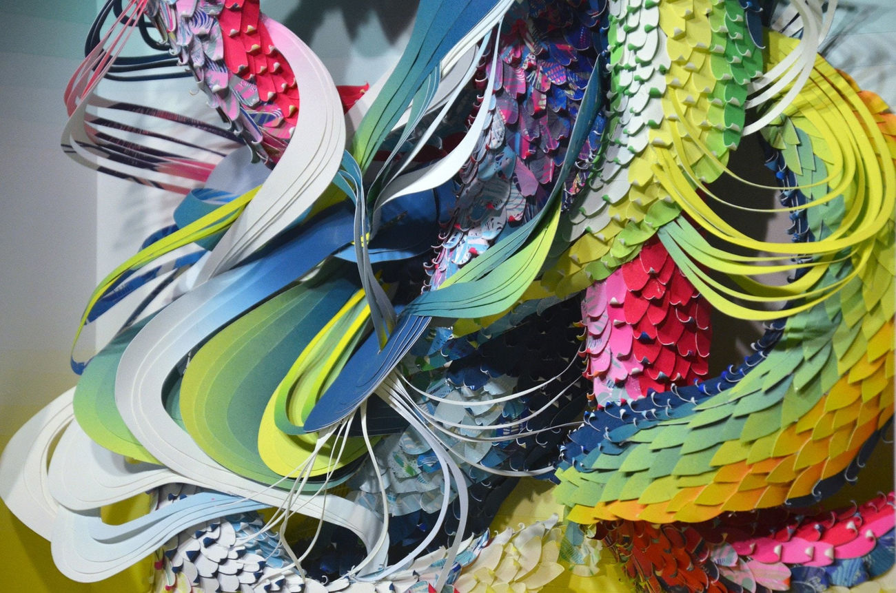 Crystal Wagner colorful abstract biomorphic paper sculpture