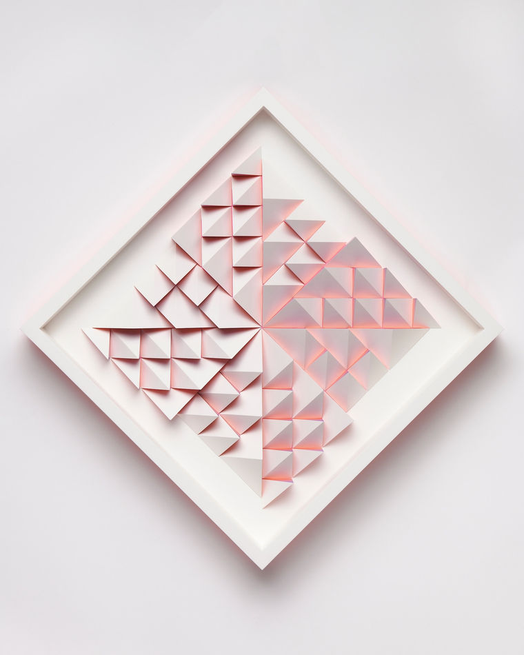 wooden wall sculpture by sean newport - pink