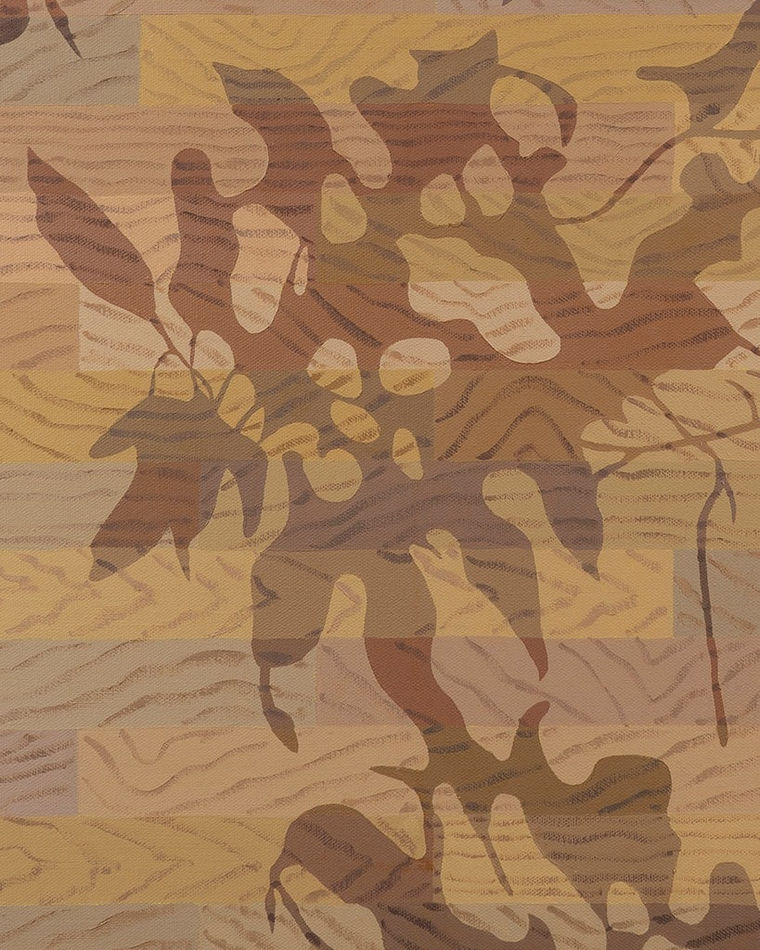 detail of Natalia Juncadella painting of wood floor with cast shadows from plant