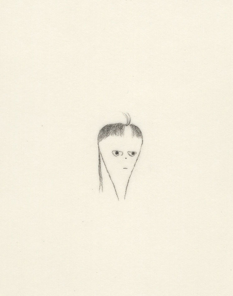Drawing of a girl with a bored look on her face