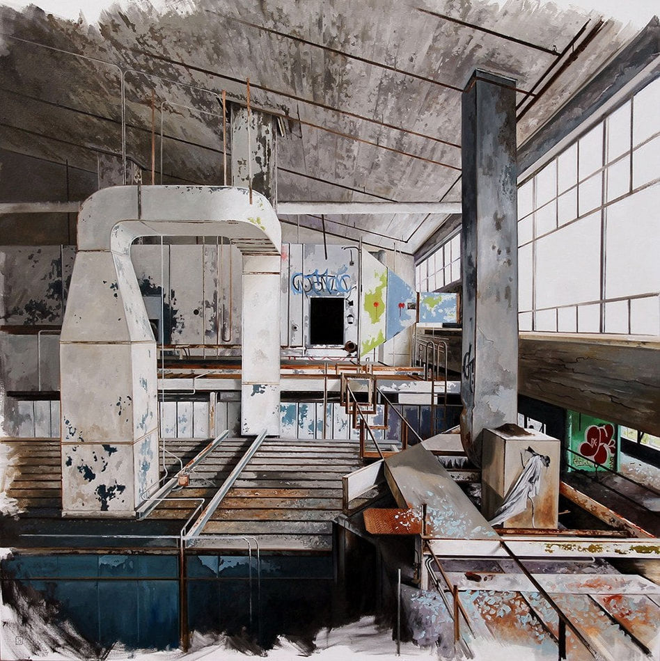 Jessica Hess painting of abandoned building