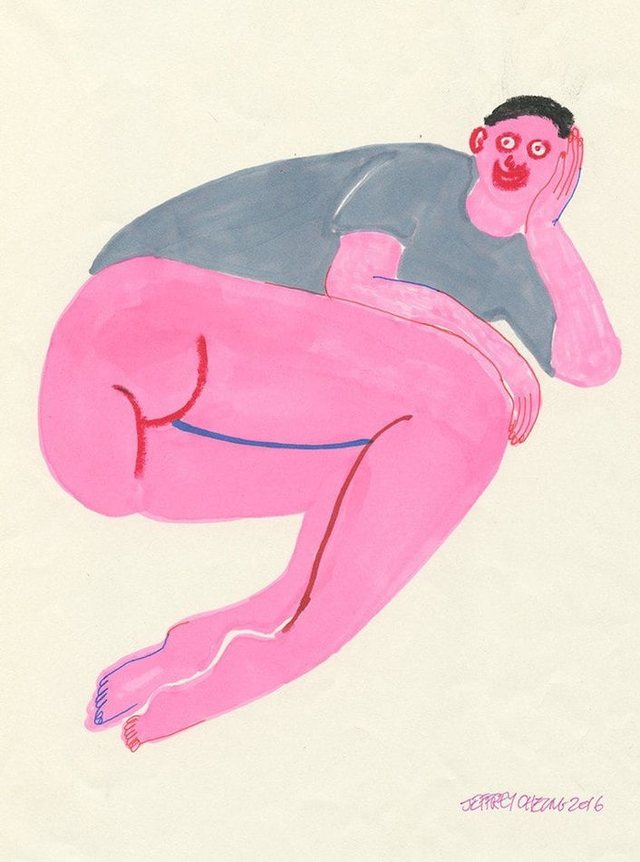 Jeffrey Cheung pink figure in t-shirt