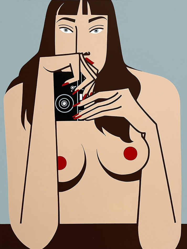 Jillian Evelyn painting of woman pointing camera at viewer