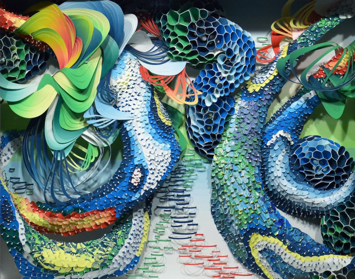Crystal Wagner colorful abstract biomorphic paper sculpture