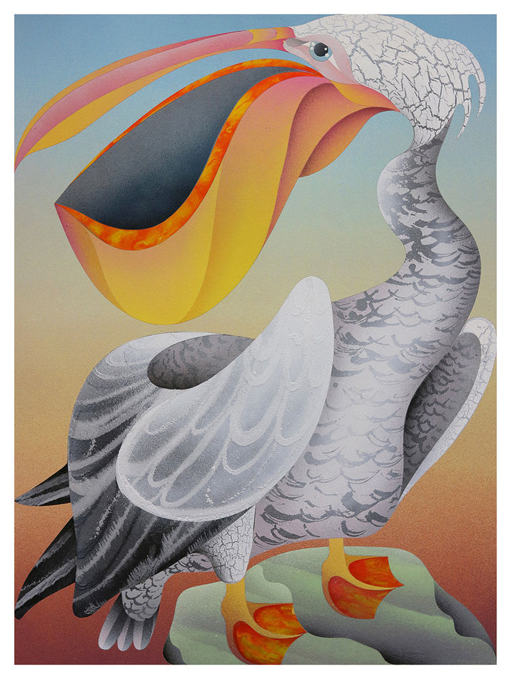 painting of a pelican bycasey gray
