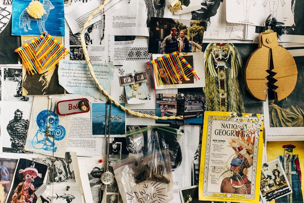 Shaun Roberts photo of wall of torn images from magazines