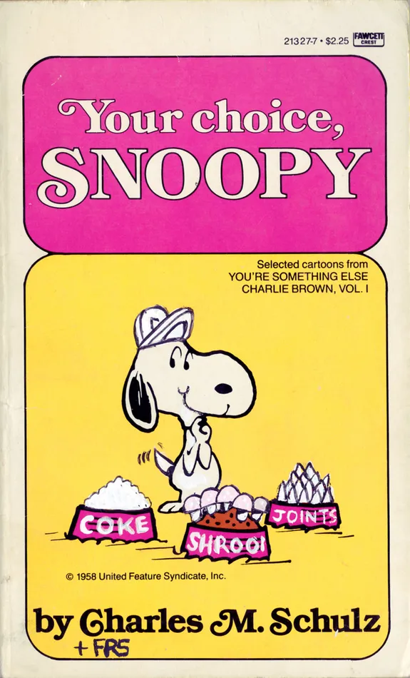 photo of a book with snoopy the dog on it