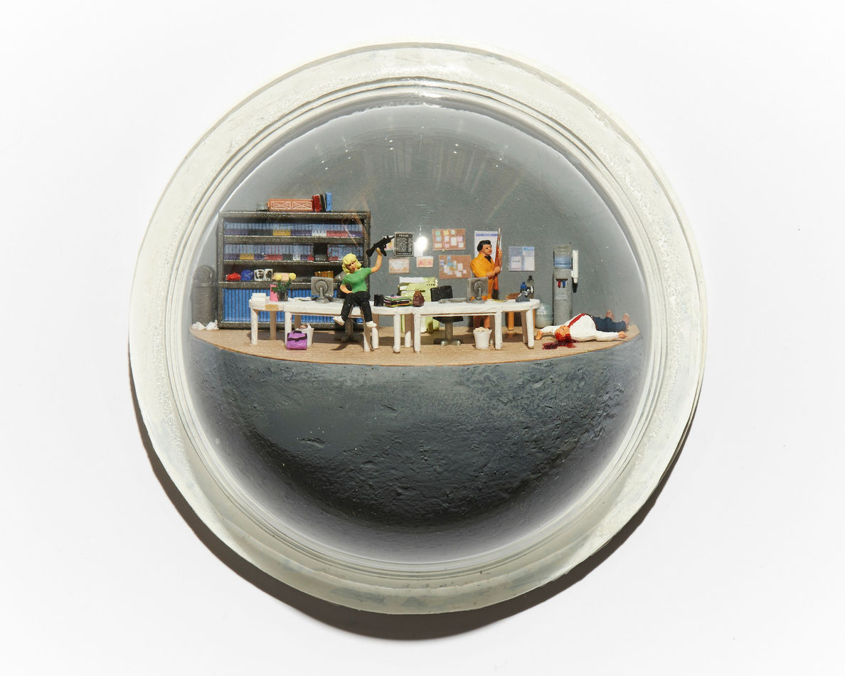 Abigail Goldman's sculpture of a murder in a bedroom Abigail Goldman's sculpture of a murder scene