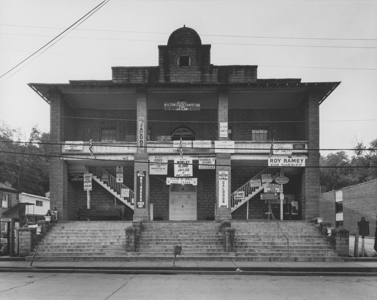 Knott County Courthouse with Election Posters, KY 80, Hindman, KY, 1977