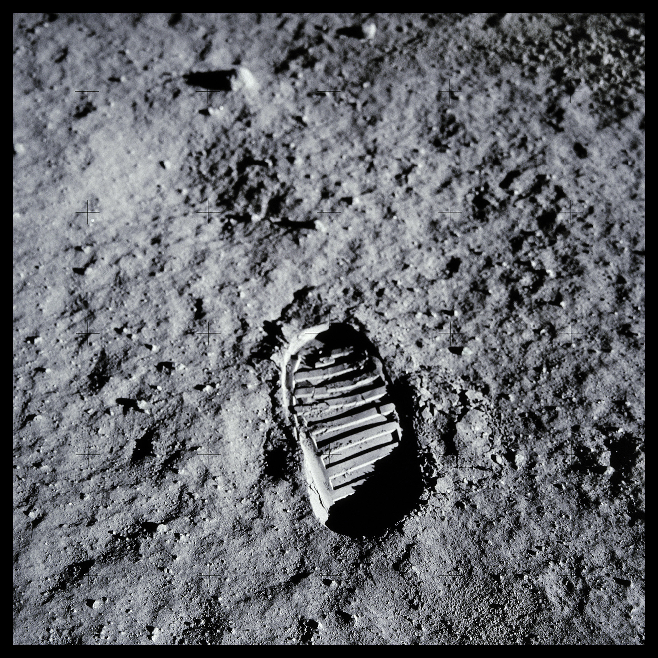 Post-Contact Lunar Soil, Imprinted for the Next 2 Million Years;, Photographed by Edwin "Buzz" Aldrin, Apollo 11, July 16-24, 1969