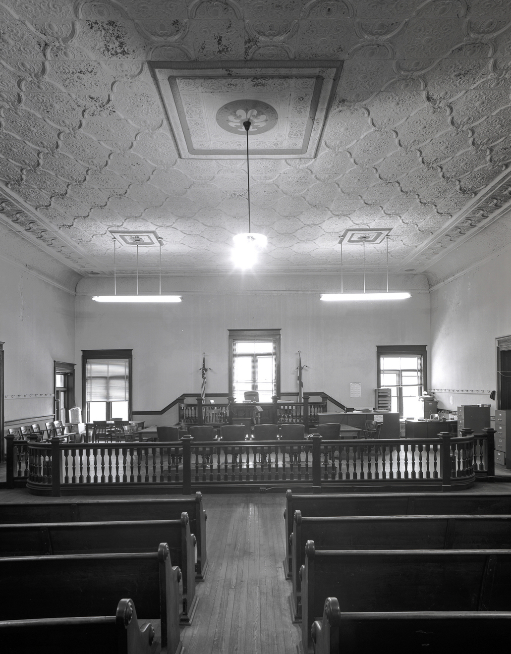 View of Courtroom from Rear, Marion County Courthouse, US 80, Tuskeegee, AL, 1976
