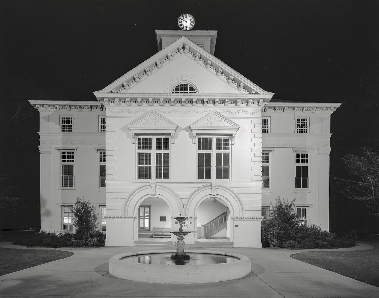Front of Brooks County Courthouse at Night, US 84, Quitman, GA, 1976