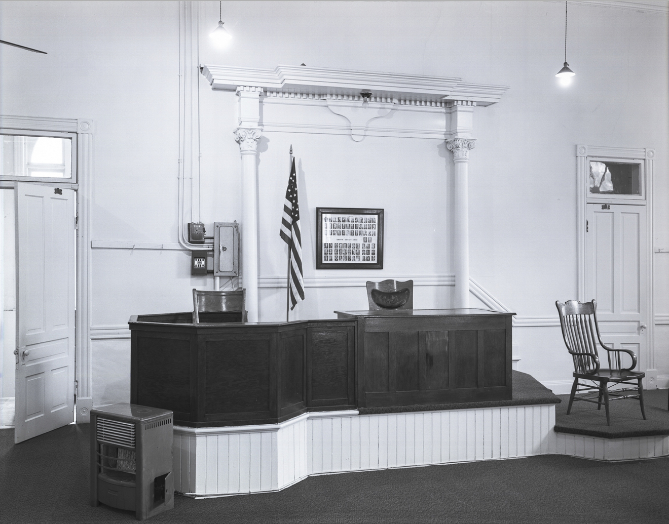 Bench Area, MAin Courtroom, Pike County Courthouse, US 19, Zebulon, GA, 1976
